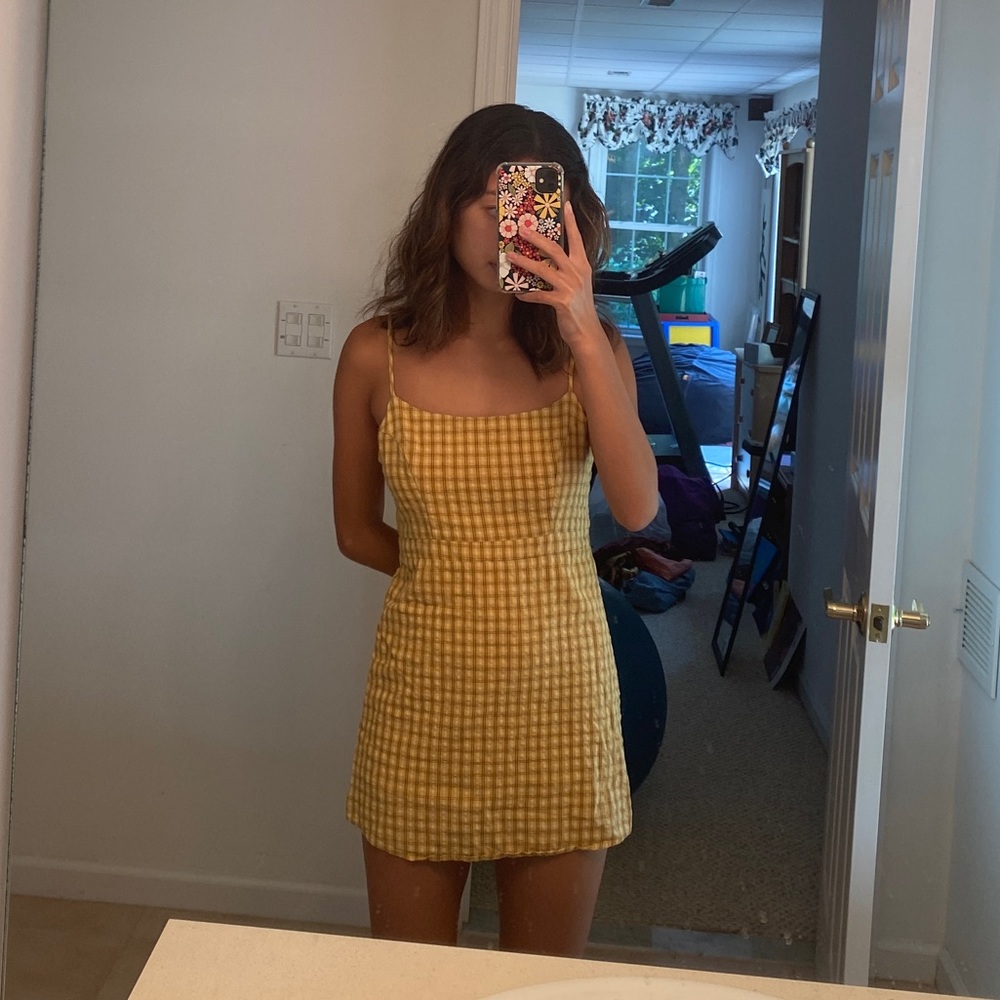 Yellow Plaid Mini Dress | Urban Outfitters